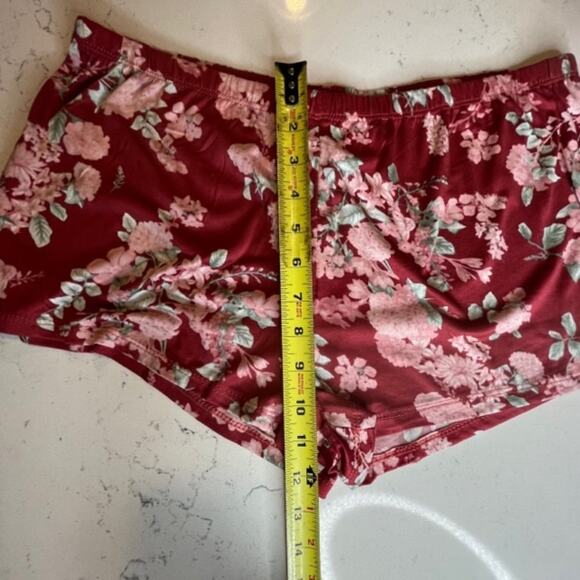 Flora Nikrooz Jacqueline Travel Set Sz L Brick Floral 3 Pc Robe Cami Shorts NEW - Picture 10 of 15